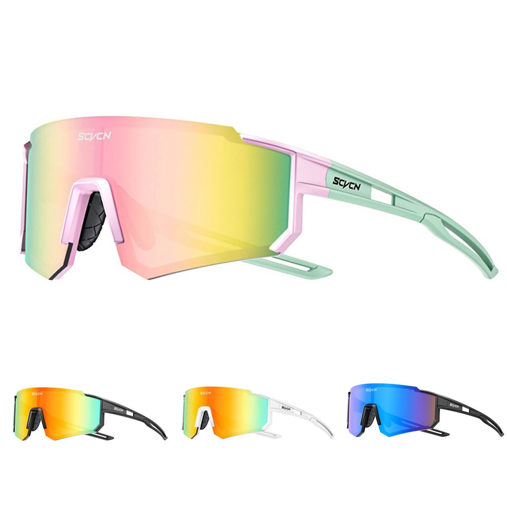 SCVCN Sports HD Cycling Sunglasses for Men Women UV400 Outdoor Colorful Glasses Windproof Sand-resistant Bicycle Goggles