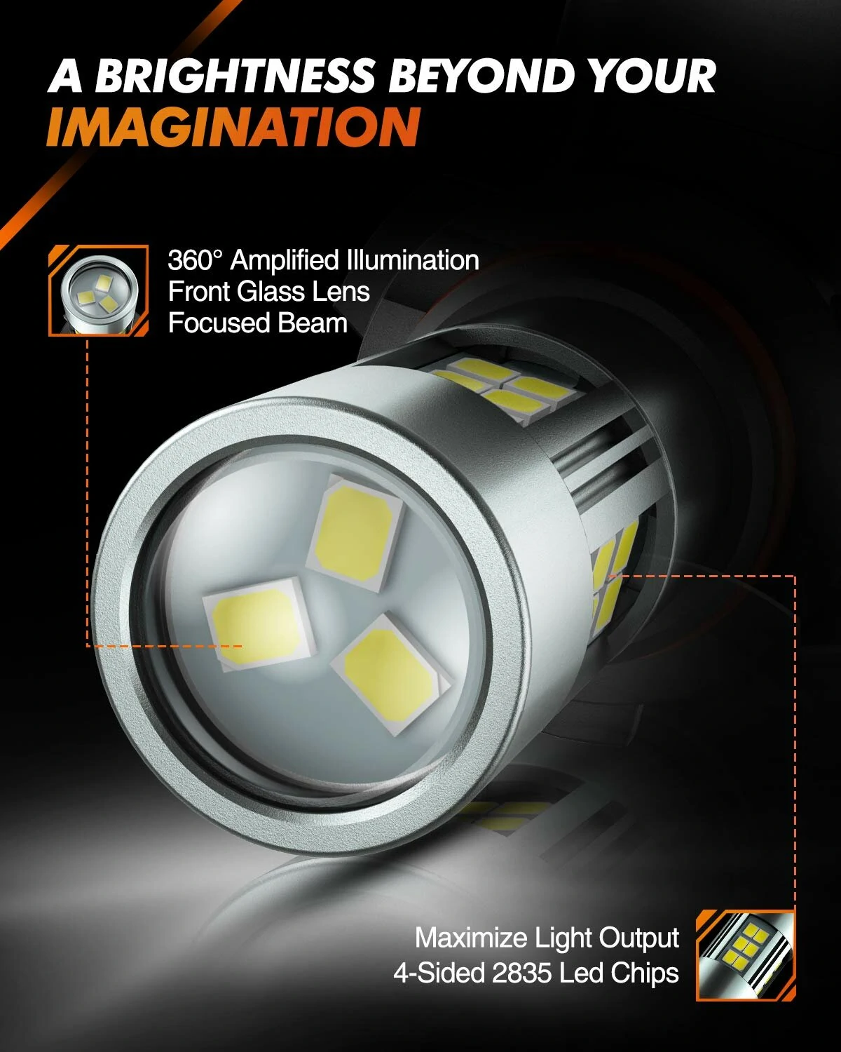 SEALIGHT F1 Pair 4W 380LM Car LED Headlight Blubs 6000K Cool White IP67 Waterproof LED Fog Light Bulbs — view 5