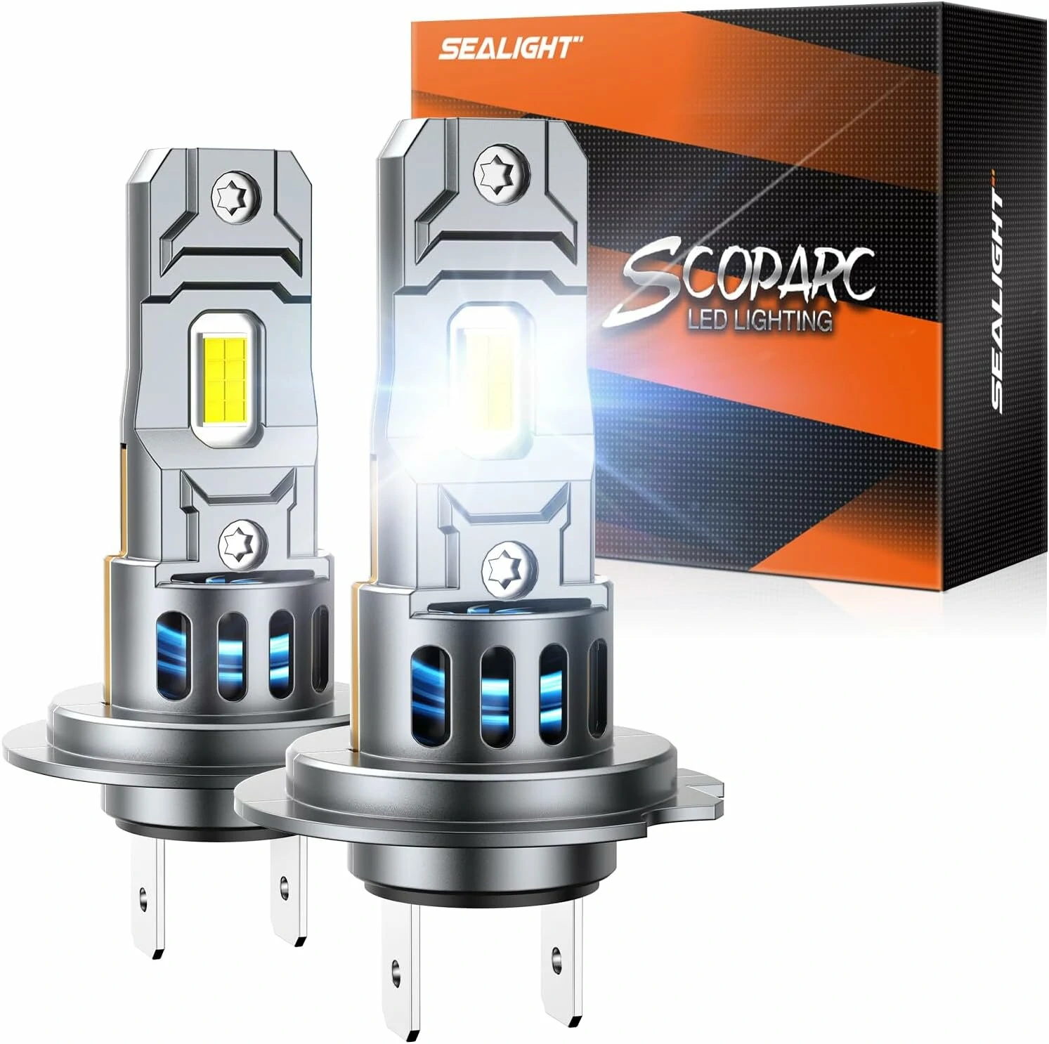 SEALIGHT S2S-H7 Pair Car Front LED Headlight Car Headlamp Hi/Low Beam Super Brightness Light Bulb 6500K Cool White — SEALIGHT