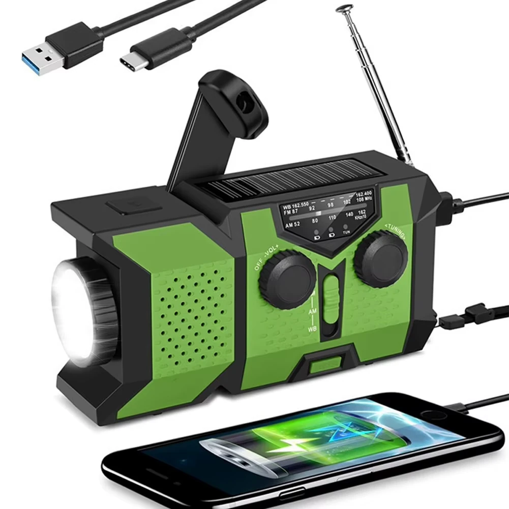 SEEKNITE Emergency Hand Crank Radio Solar Powered Radio with Power Bank SOS Alarm LED Flashlight AM/FM/WB Weather Radio Portable Radio IPX3 Waterproof for Outdoor Camping and Emergency — image 1