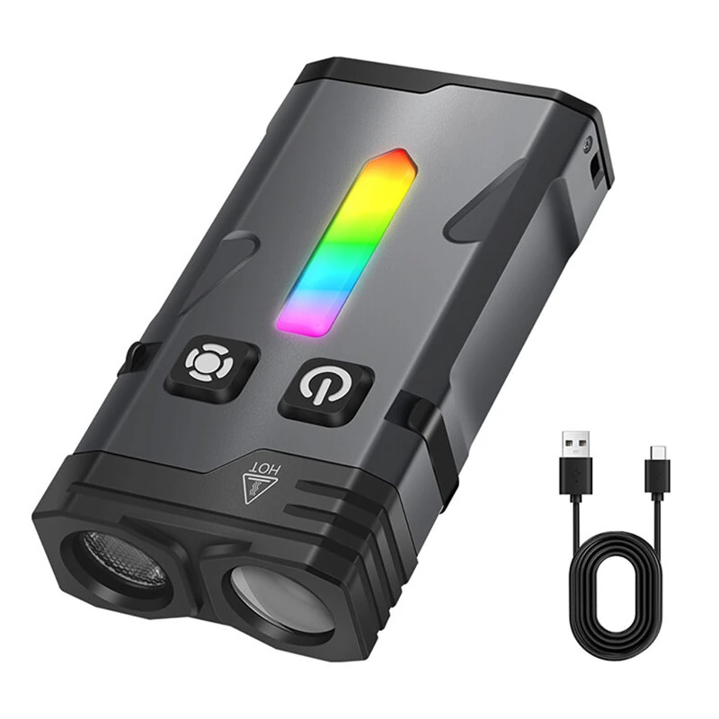 SEEKNITE EV10 1100LM EDC Keychain Flashlight Polypan-RGB Flash Color Clip-on Light Type-C Rechargeable Mini Portable Magnetic Flash Lights for Signaling Cycling Outdoor or Indoor Use — SEEKNITE