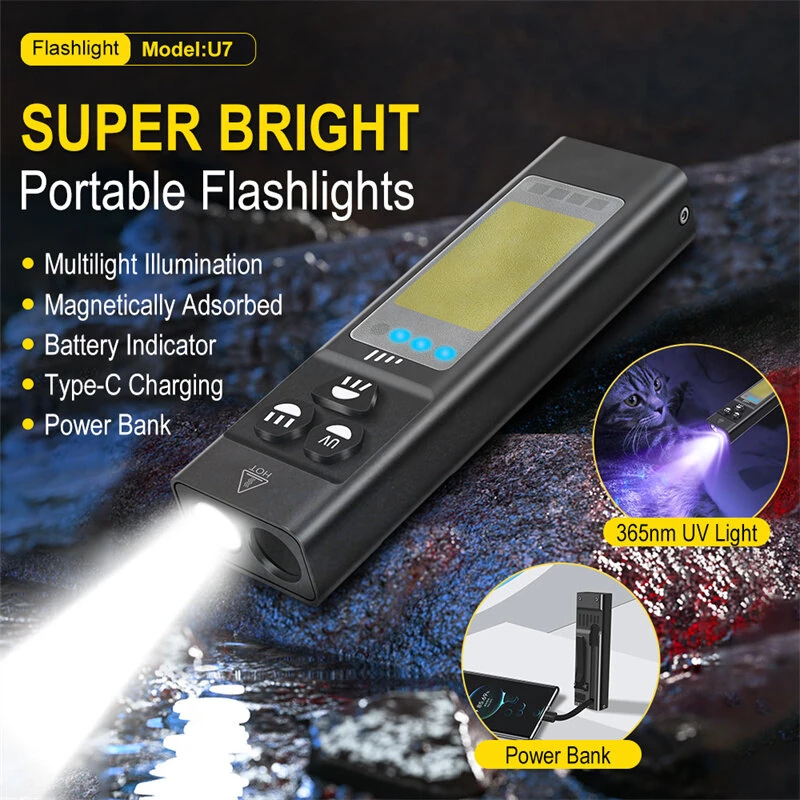 SEEKNITE SST40 1100LM Rechargeable EDC Flashlight With 365nm UV, White LED Combo and RGB Light USB C Rechargeable Portable Pocket Lights Mini Torch with Magnetic Tail Triple Sources for Outdoors Emergency Working — view 4