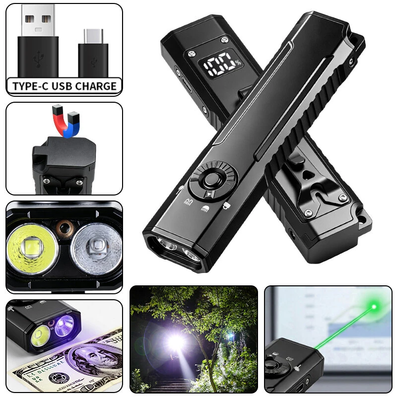 SEEKNITE T40 EDC Flashlight 10W 900LM UV Light Green Flashlight Magnetic Base Type C Charging LED Torch — view 3