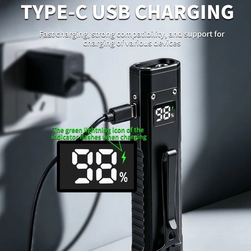 SEEKNITE T40 EDC Flashlight 10W 900LM UV Light Green Flashlight Magnetic Base Type C Charging LED Torch — view 6