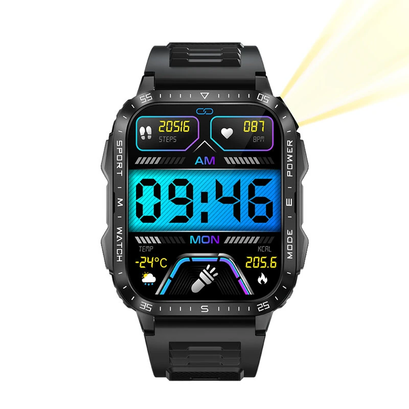 Senbono KT79 1.96inch HD Screen IPX8-3ATM Waterproof SOS Flashlight bluetooth Call Heart Rate Blood Pressure Blood Oxygen Monitor Sleep Monitoring Women's Health Multi-sport Modes Music Playback Smart Watch — view 4