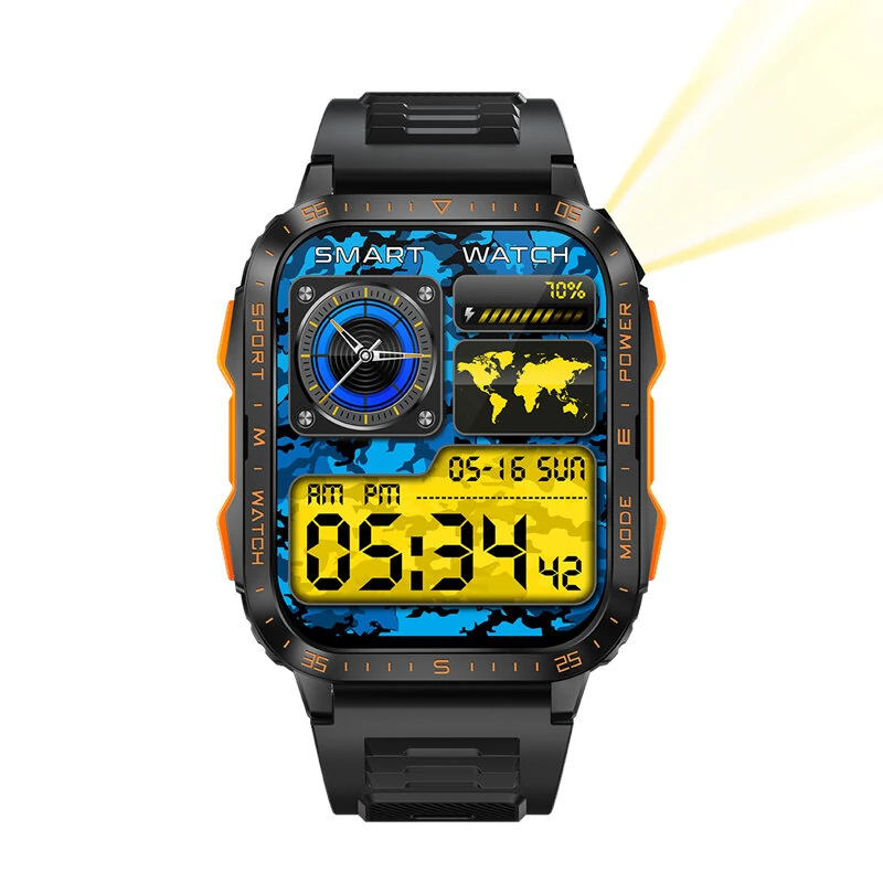 Senbono KT79 1.96inch HD Screen IPX8-3ATM Waterproof SOS Flashlight bluetooth Call Heart Rate Blood Pressure Blood Oxygen Monitor Sleep Monitoring Women's Health Multi-sport Modes Music Playback Smart Watch — view 5