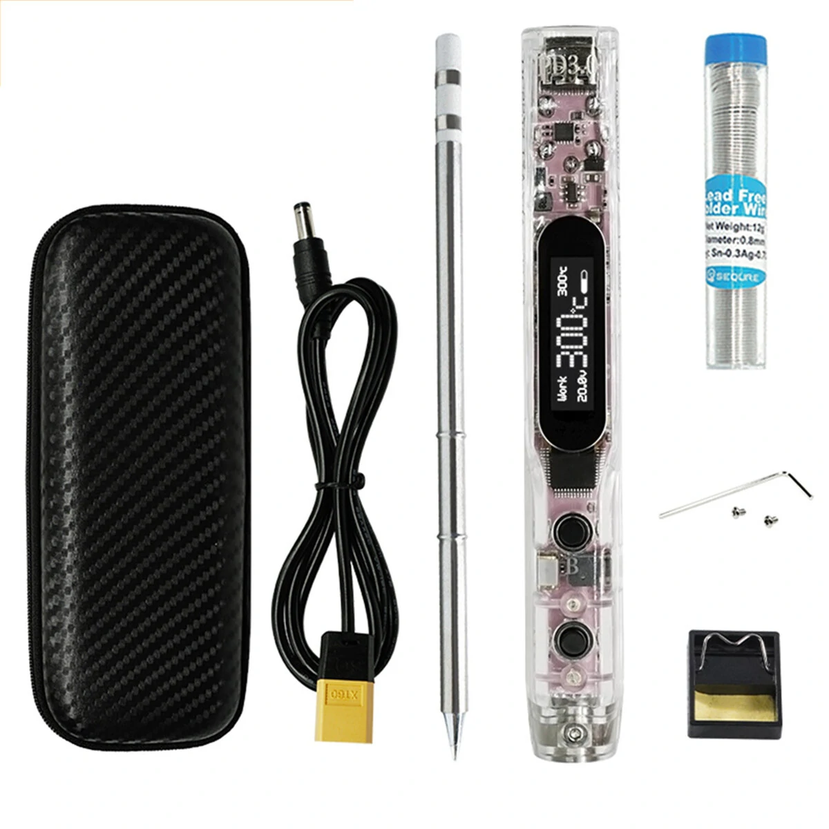 SEQUER SI012 Pro Max T12 Portable OLED Soldering Iron with Color Ambience Light Chinese, English and Russian Menu Applicable T12 Soldering Iron Tips Support PD
