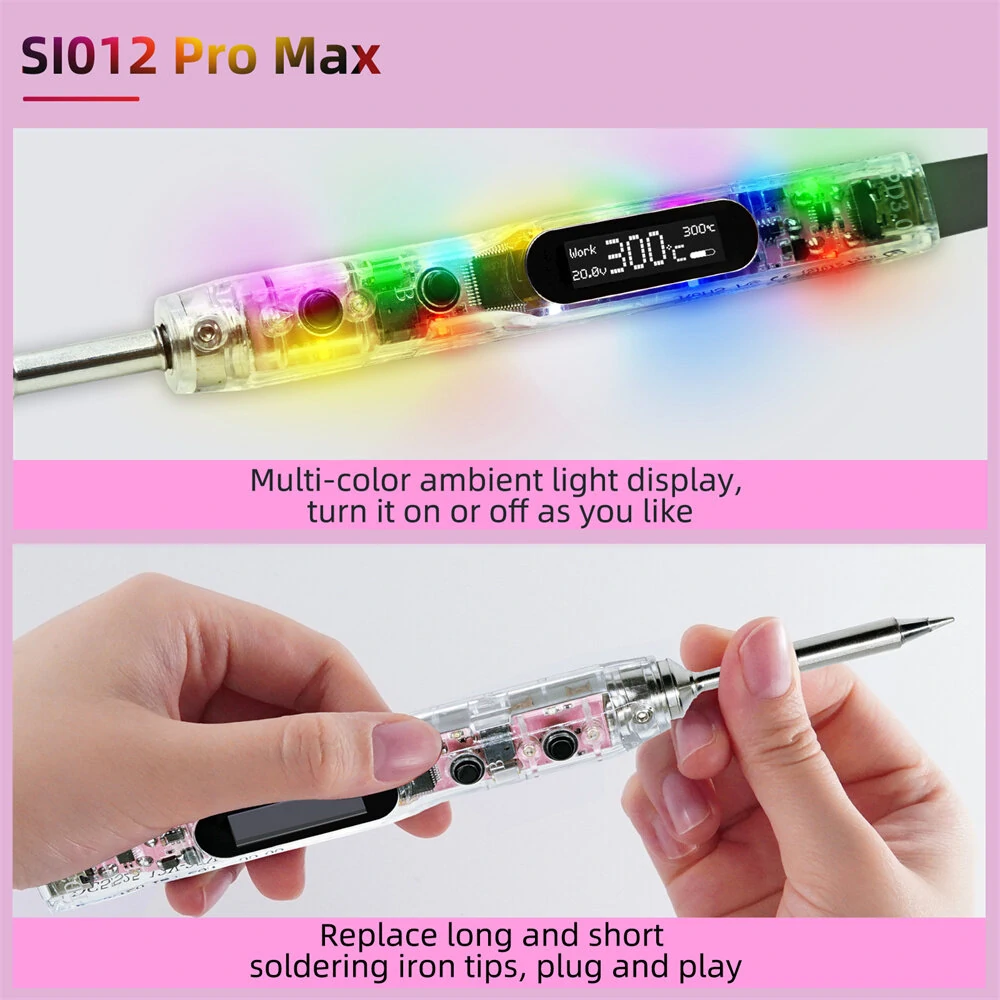 SEQUER SI012 Pro Max TS-B2 Portable OLED Soldering Iron with Color Ambience Light Chinese English and Russian Menu Applicable TS Soldering Iron Tips Support PD — view 5