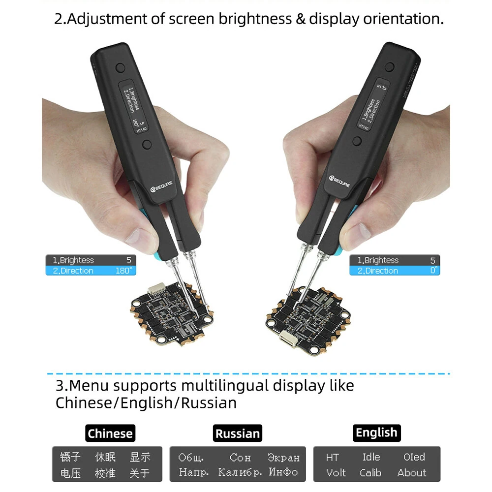 SEQURE HT140 2-IN-1 Hot Tweezers And Soldering Iron Compatible with C210 Soldering Tips And C120 Hot Tweezers Cartridge Tips Desoldering Tips Support PD — view 6