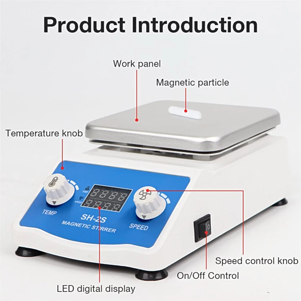 SH-2S Heating Magnetic Stirrer 2L 2200RPM Lab Hotplate Mixer With LCD Digital Display Brushless Motor For Laboratory Use — view 8