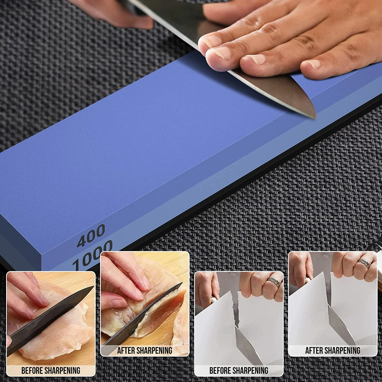 Sharpening Stone Set Premium 4 Side Grit 400/1000 3000/8000 Whetstone Sharpener Non-Slip Base Honing Guide Angle Guide Flatting Stone — view 2