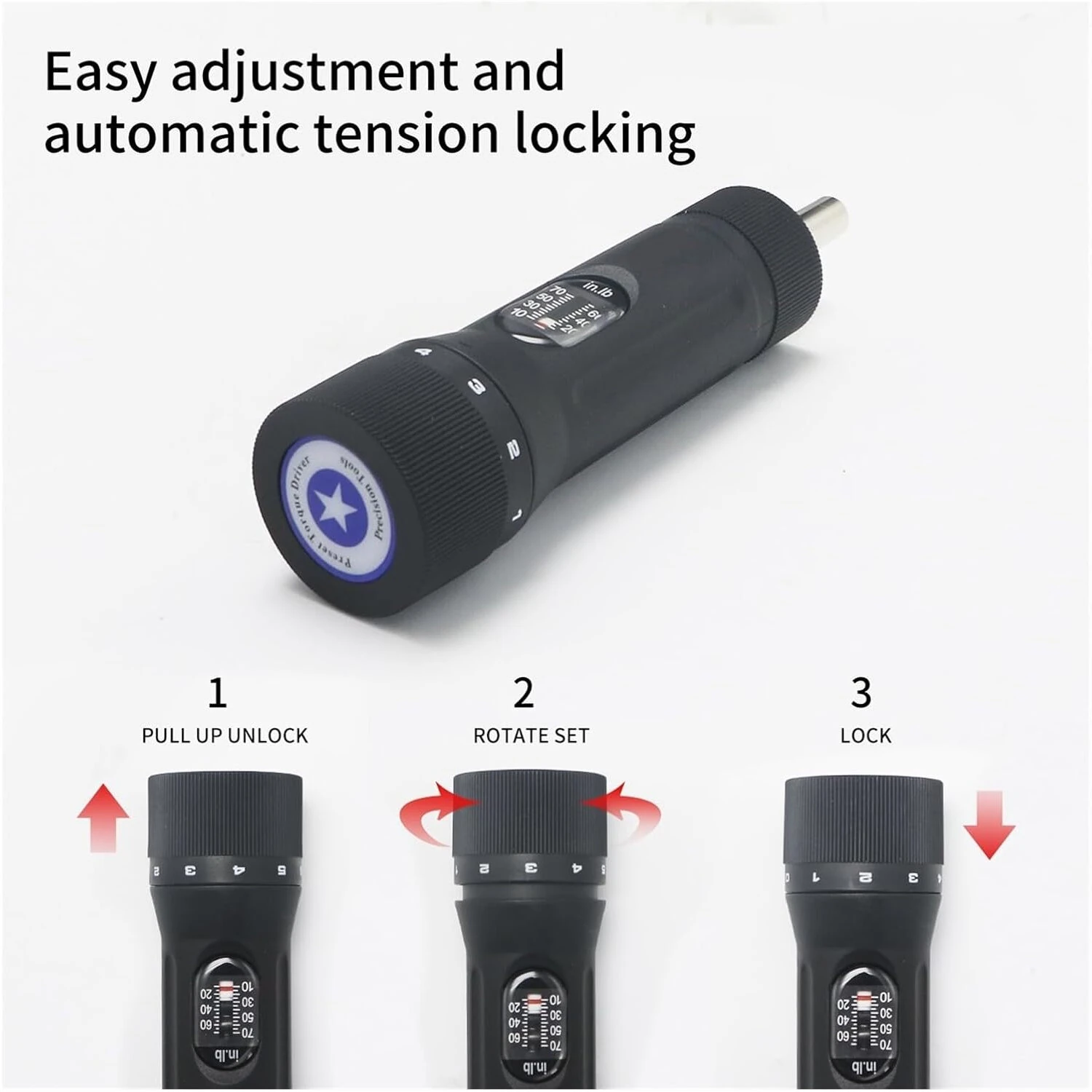 SHSIWI YSQ-70 Torque Screwdriver Adjustable 10-70 in-lb with 10 Bits 1/4 Drive Precision Tools Dual Range Lightweight Nylon Coating — view 5