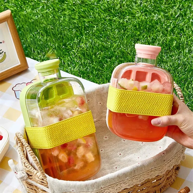 Silicone One-click Ice Mold Bottle Cooler Cup with Straw Ice Cube Tray with Lid for Freezer Creative No Touch Mould for Summer — view 5