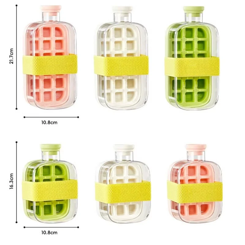 Silicone One-click Ice Mold Bottle Cooler Cup with Straw Ice Cube Tray with Lid for Freezer Creative No Touch Mould for Summer — view 8