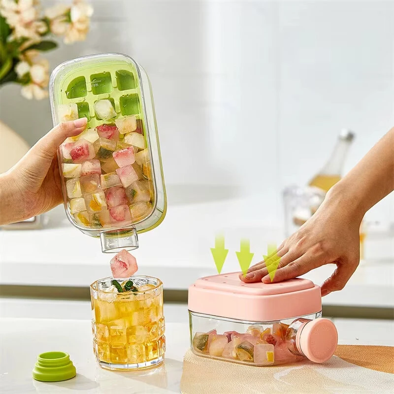 Silicone One-click Ice Mold Bottle Cooler Cup with Straw Ice Cube Tray with Lid for Freezer Creative No Touch Mould for Summer — view 9