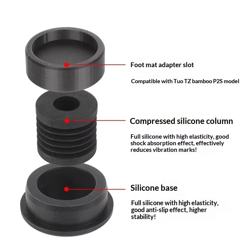 Silicone Vibration Dampening Feet for Lab P2S P2SC 3D Printer 35x36x45mm Shock Absorbing Pad Anti Vibration Noise Reduction High Speed Printing Stability Accessories — view 4