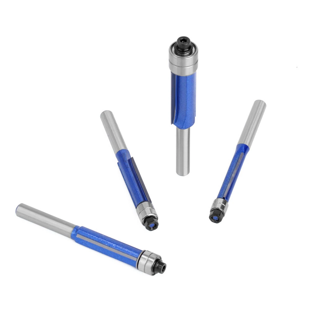 Silver Blue Double Bearing Router Bit Trimming Knife Woodworking Milling Tools Double-edged Trimming Machine Blade — Pricio