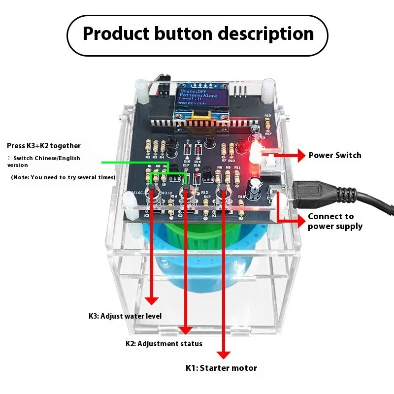 Simulation Intelligent Washing Machine Control Kit DC 5V Multifunction PCB Board Educational DIY Electronics Prototype — view 4