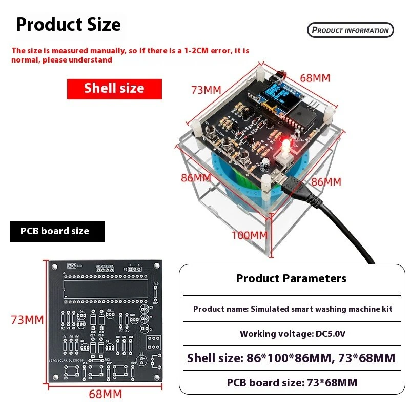 Simulation Intelligent Washing Machine Control Kit DC 5V Multifunction PCB Board Educational DIY Electronics Prototype — view 5