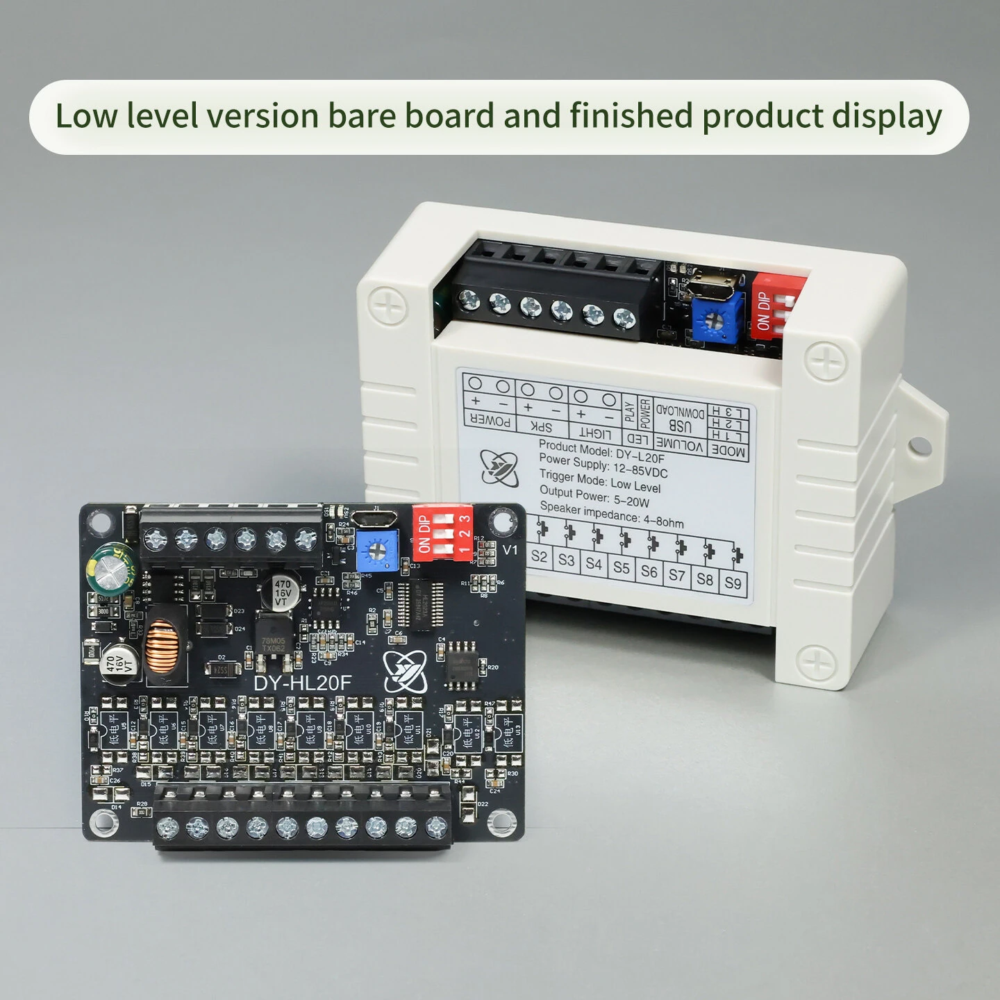 Sinilink HL20F MP3 WAV Audio Player Module DC 12-85V 20W Output One-to-One Trigger Class D Amplifier Custom Audio — view 5