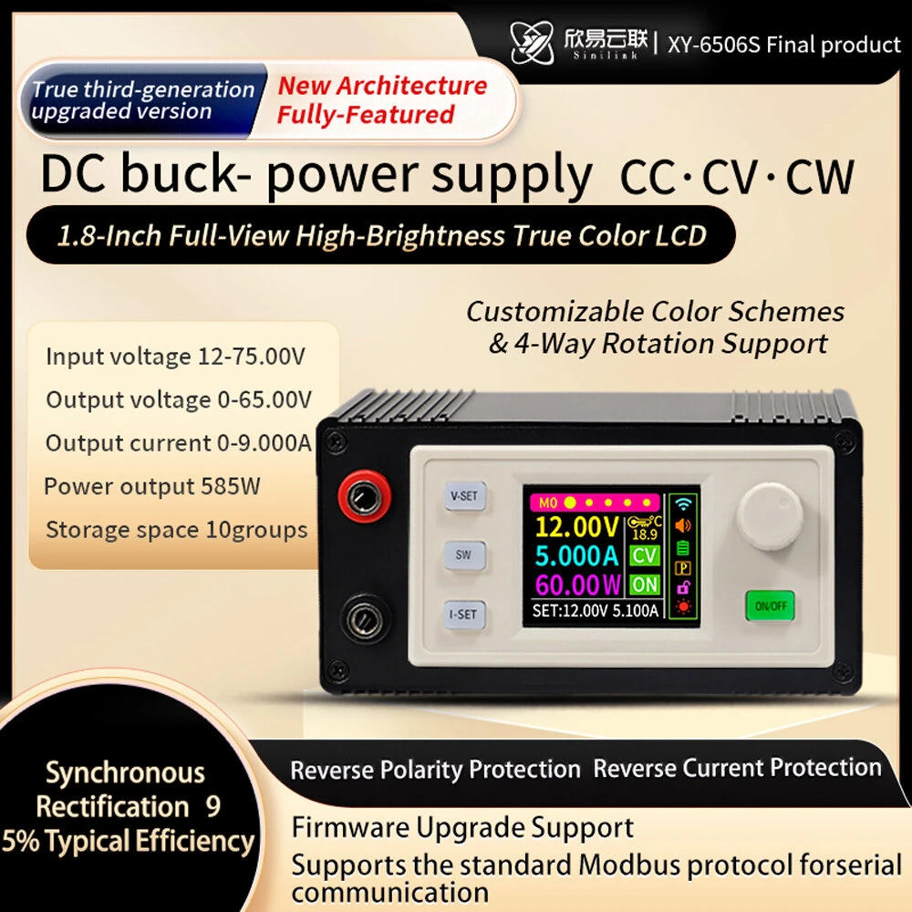 Sinilink XY-6506S DC Buck-Boost Power Supply 65V 390W Power Converter for Solar Charging Adjustable Voltage Current Regulator — view 2