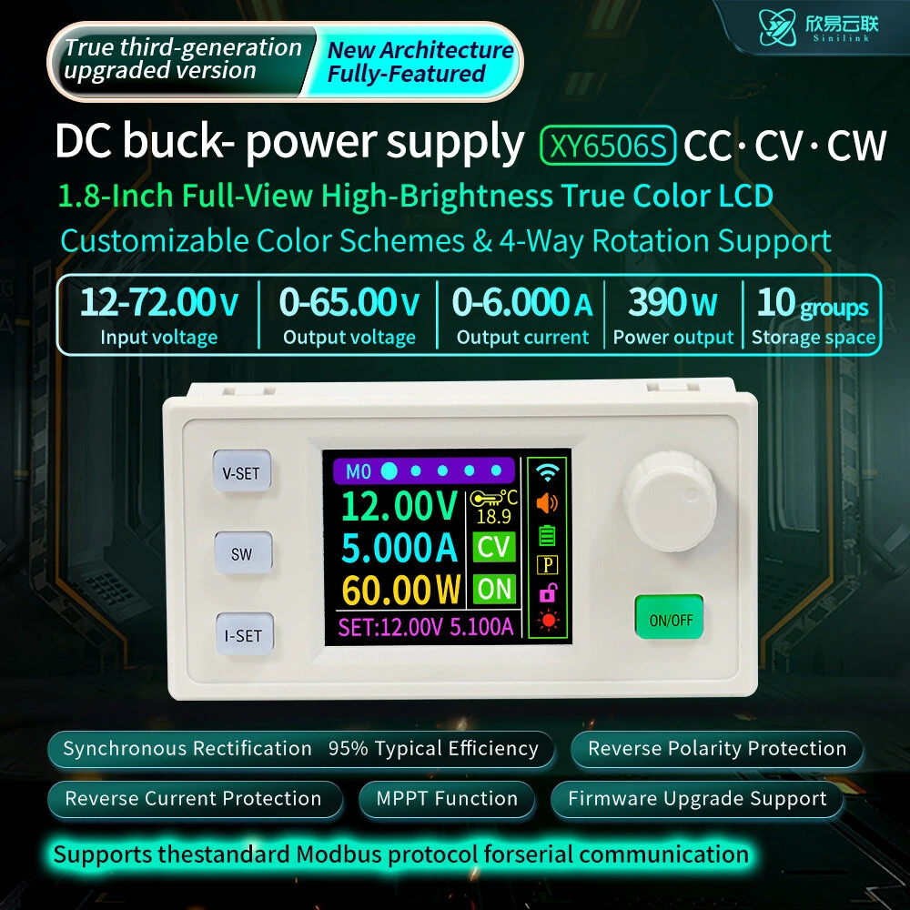 Sinilink XY-6506S DC Buck Power Supply 65V 390W Step Down Power Converter for Solar Charging Voltage Current Regulator — view 4