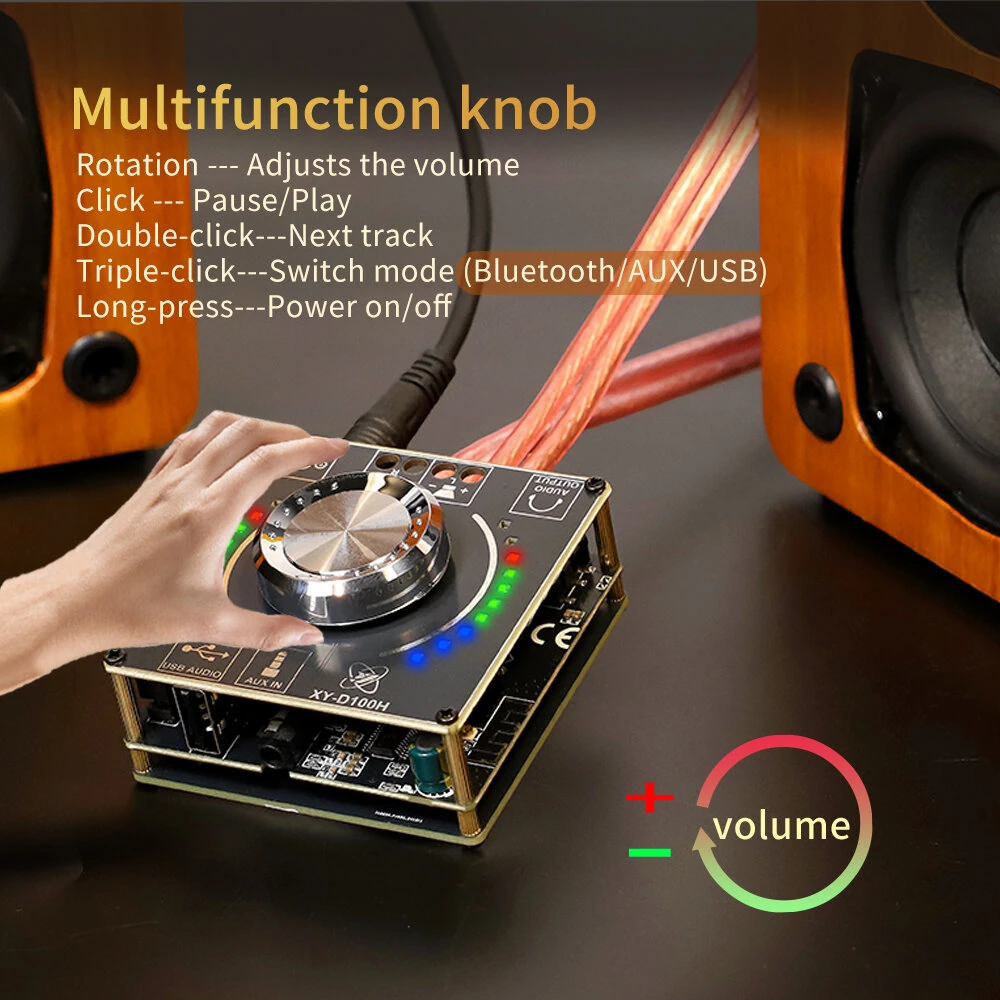 Sinilink XY-D100H 100W*2 HiFi bluetooth Amplifier Board TPA3116*2 Module Digital Audio Amp with Volume Spectrum Music Rhythm Light — view 5
