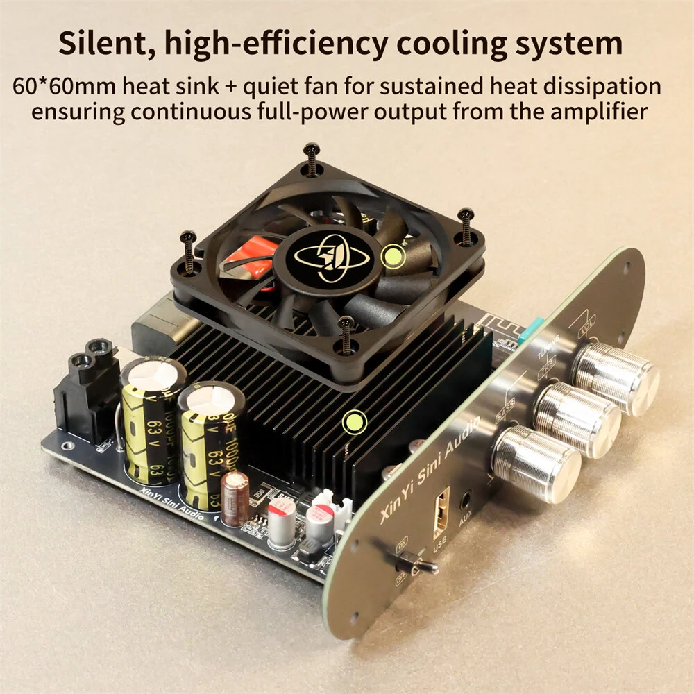 Sinilink XY-T6001P 600W Mono Audio Amplifier Board TPA3255 TWS Bluetooth AUX USB WAV FLAC MP3 Wireless Speaker Compatible — view 3