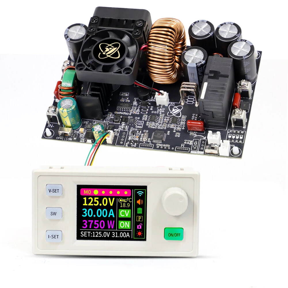Sinilink XY12530S DC Buck Power Supply Adjustable Module 3750W 125V 30A High Precision Efficient MPPT Solar Charging True Color LCD Display Reliable Voltage Current Control