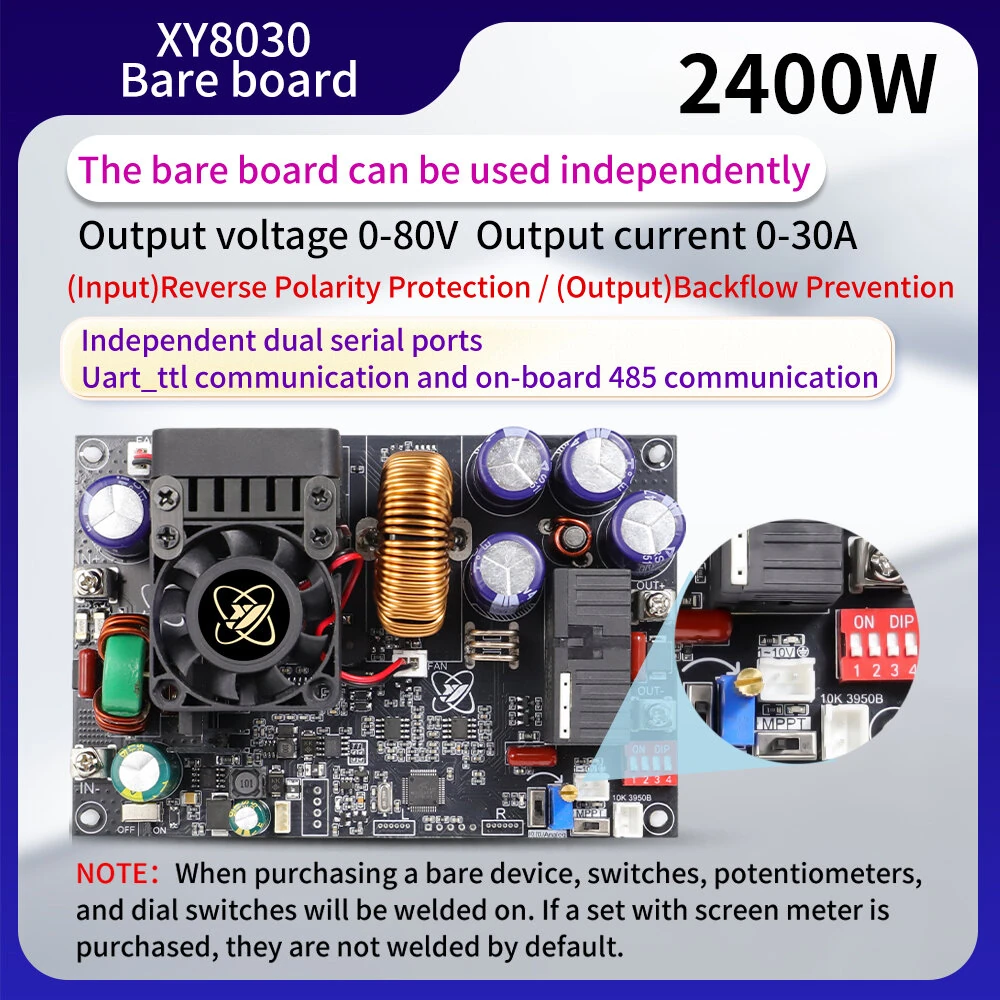 Sinilink XY8030S DC Power Supply 80V 30A 2400W Adjustable Voltage Current Converter Module True Color LCD MPPT Solar Charging High Precision Control — view 3