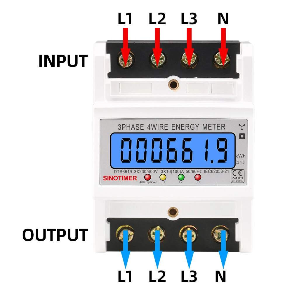 SINOTIMER DTS6619 New Model 100A LCD Digital Display with Backlight Power Meter in Energy Meters Smart Electric Meter 3 Phase Kwh Meter — view 2