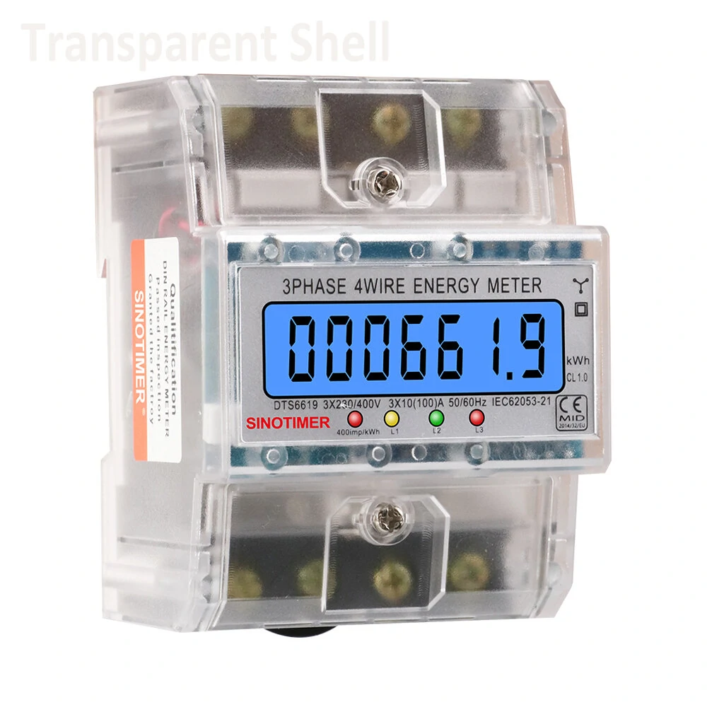 SINOTIMER DTS6619 New Model 100A LCD Digital Display with Backlight Power Meter in Energy Meters Smart Electric Meter 3 Phase Kwh Meter — view 3