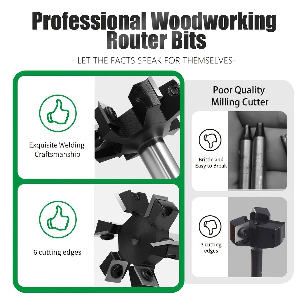 Six Blade T Slot Router Bit 1/2 Inch Shank SAE 5140 Tungsten Carbide Cutter for Woodcraft Engraving Machine Electric Grinder — view 4