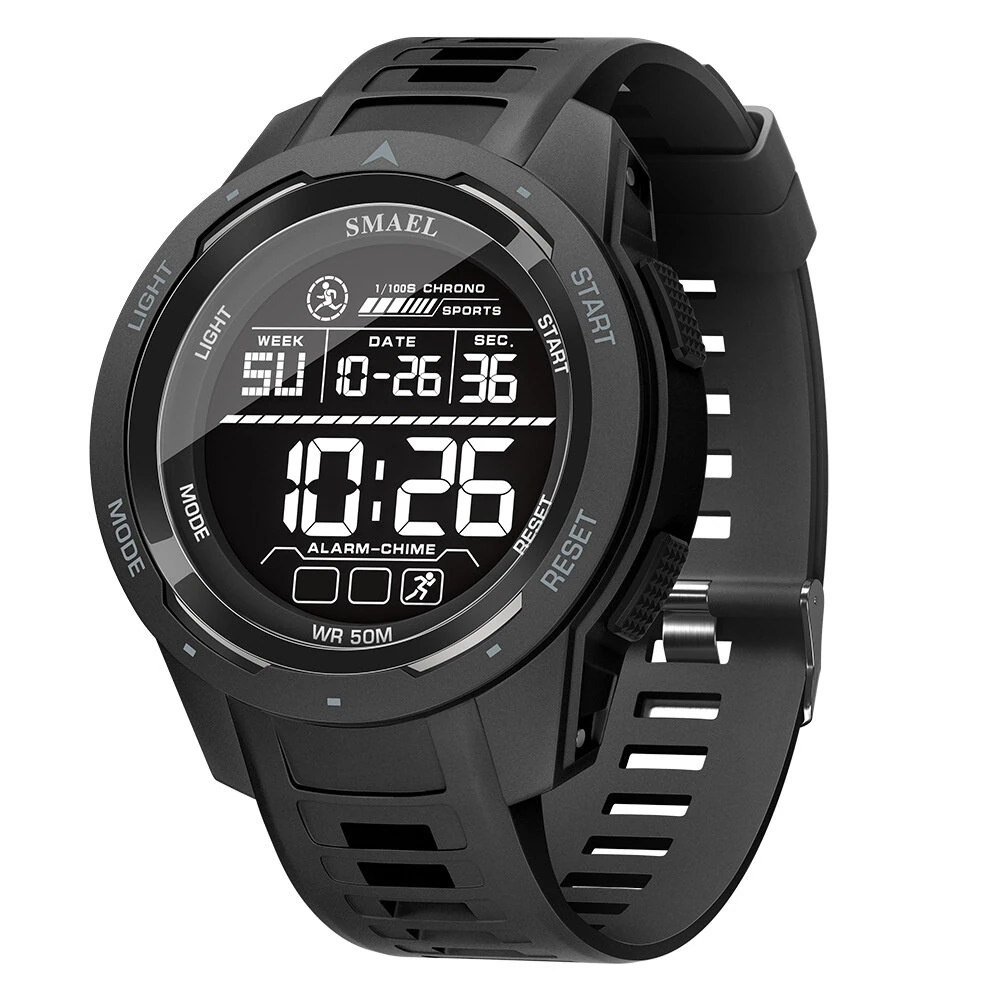 SMAEL Men's Sports LED Luminous Digital Watch Multifunctional Waterproof Comfortable TPU Strap Electronic Watch — view 2