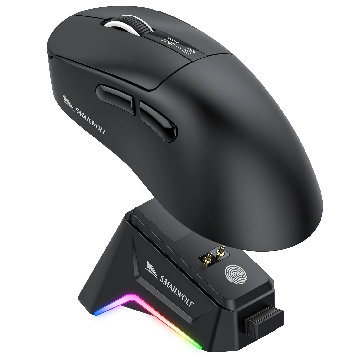 Smailwolf M6 Wireless bluetooth Mouse Tri-mode Gaming PAW3311 Sensor Mice 57g Lightweight Digital Display 1KHz Return Rate Magnetic Charging for Computer Laptop Gamer Mice with RGB Charging Dock — view 2