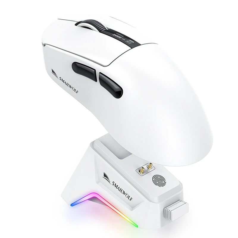 Smailwolf M6 Wireless bluetooth Mouse Tri-mode Gaming PAW3311 Sensor Mice 57g Lightweight Digital Display 1KHz Return Rate Magnetic Charging for Computer Laptop Gamer Mice with RGB Charging Dock — view 3