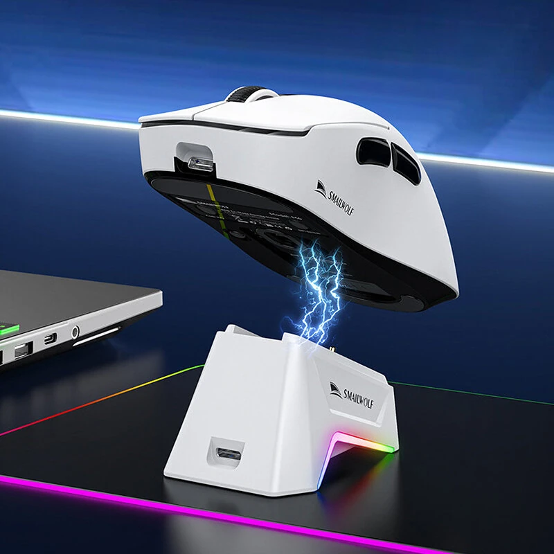 Smailwolf M6 Wireless bluetooth Mouse Tri-mode Gaming PAW3311 Sensor Mice 57g Lightweight Digital Display 1KHz Return Rate Magnetic Charging for Computer Laptop Gamer Mice with RGB Charging Dock — view 8