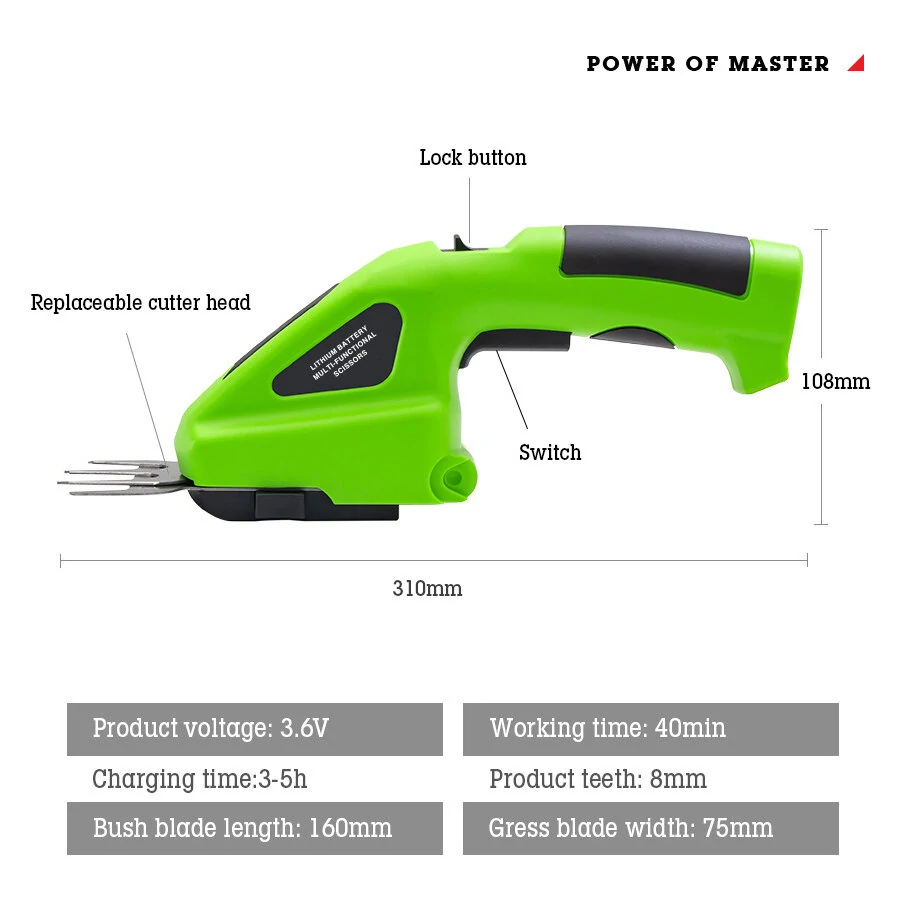 Small Convenient Electric Trimmer Pruning Shears Garden Lawn Hedge Rechargeable Cordless Fence Scissors Weeder Weeding Mower — view 4