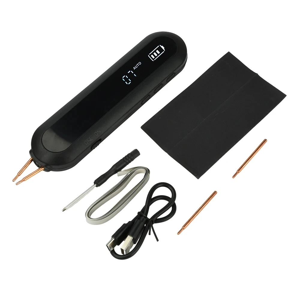 Small Handheld Spot Welding Machine 12-Level Power Manual/Auto LED Light 0-9 2200mAh Li-Poly 800A 4.2V Output Type-C 0.1-0.25mm Welding Pure Copper Needles ABS Shell — image 1