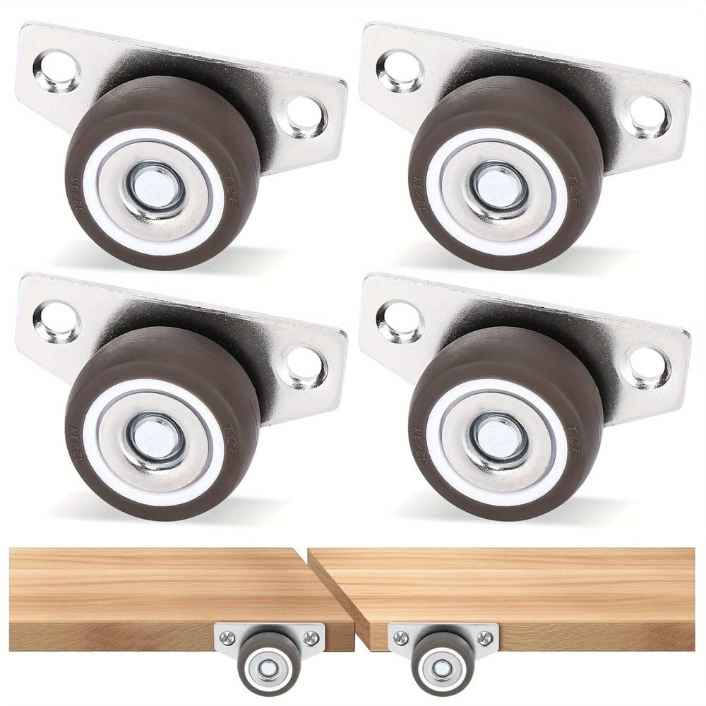 Small Side Mount Caster Wheels 1.25 Inch Set of 4 Rubber Wheels Rigid Casters Furniture Rollers Underbed Drawers DIY Project Non-Marking Smooth Glide 140 LBS Capacity — view 7