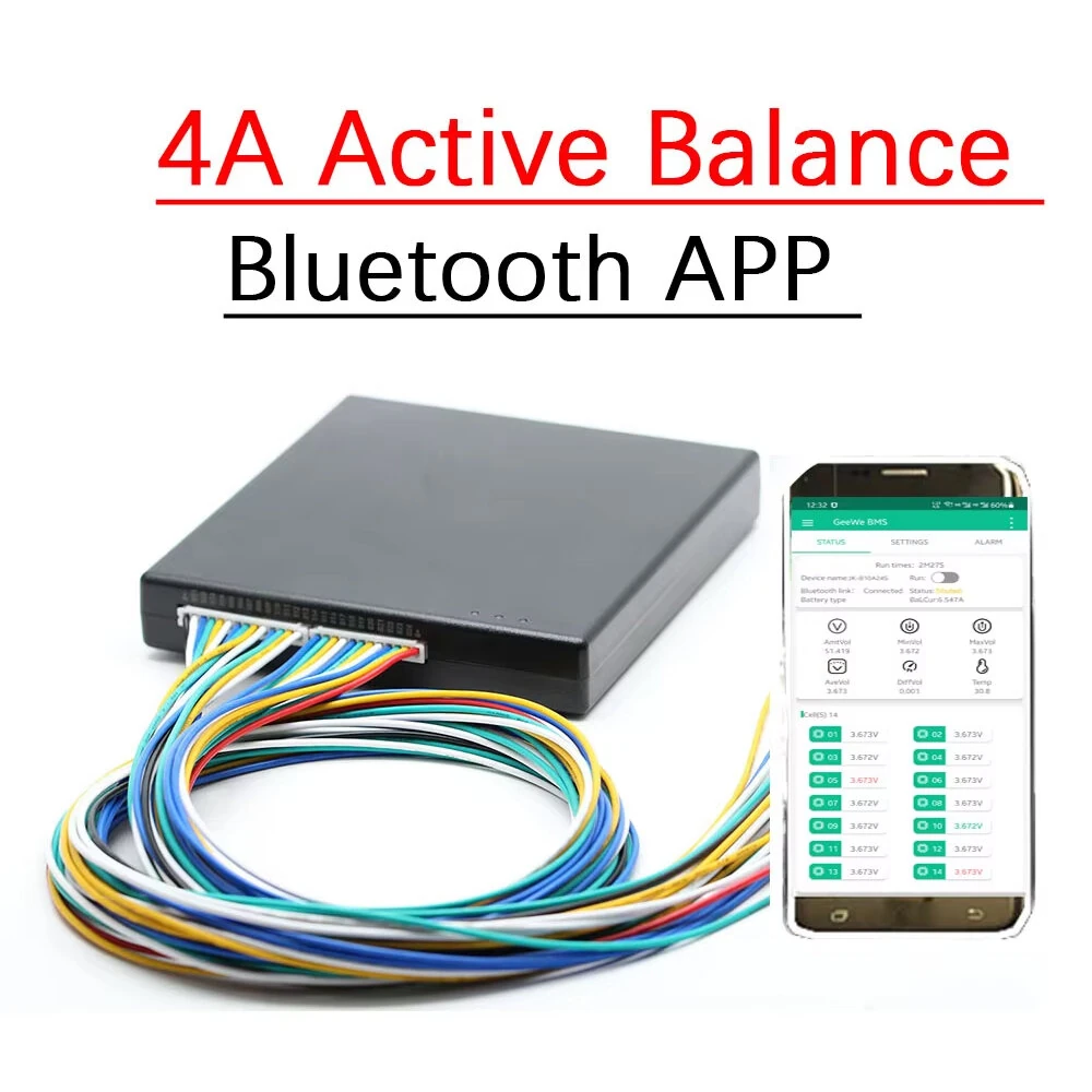 Smart 4A Active Balancer 1mv 4A DC25-100V 2S to 24S Lithium Lifepo4 LTO Battery Equalizer Bluetooth APP Energy Transfer Board — view 2