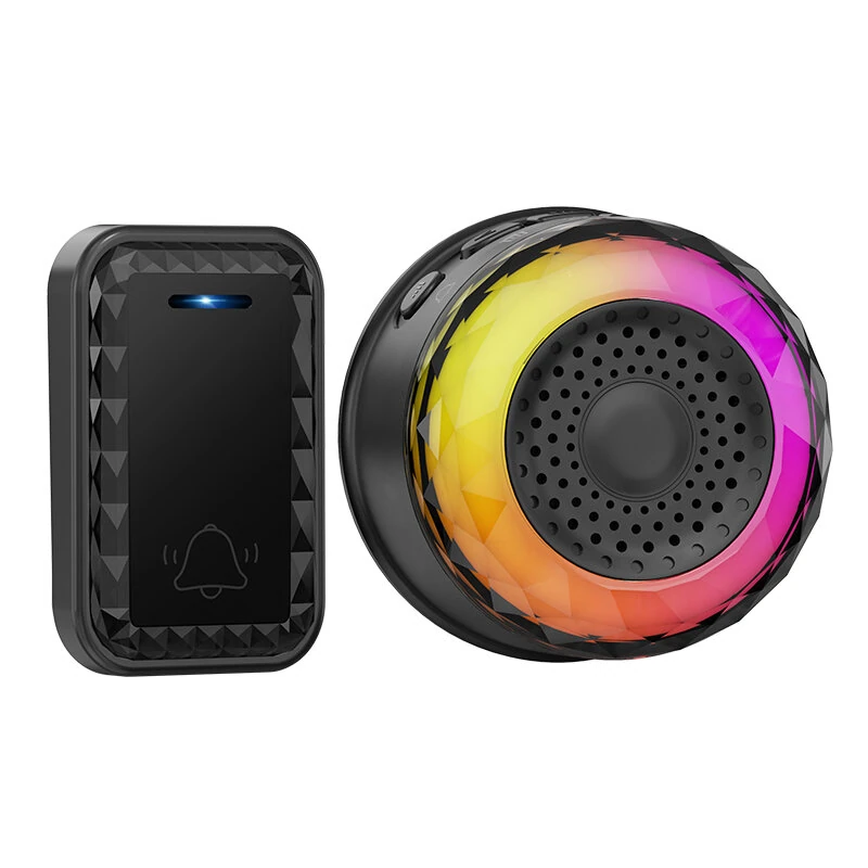 Smart Alarm Doorbell 110dB 350m Wireless Range 6 LED Lighting Modes 62 Ringtones IP44 Waterproof Night Light Doorbell — Pricio