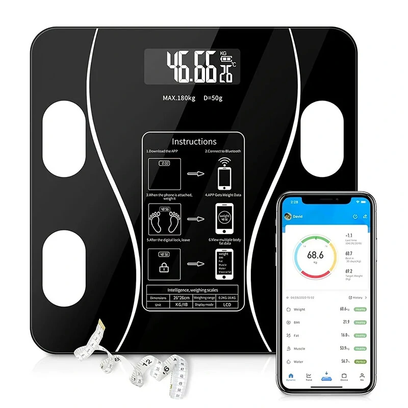 Smart bluetooth Electronic Body Fat Scale 14 Body Data Monitoring LCD Display USB Rechargeable 180KG Max Load Accurate Measuring Weight Scale
