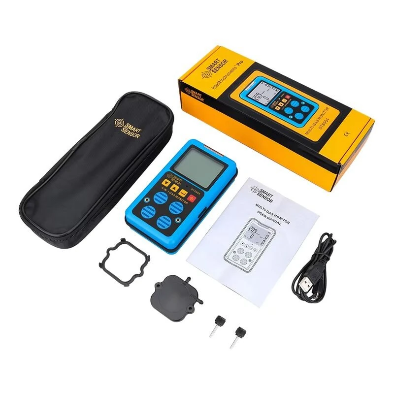 SMART SENSOR ST8904 4-in-1 Gas Detector Hydrogen Sulfide H2S Carbon Monoxide CO Oxygen O2 Combustible Gas LEL Monitor Rechargeable LCD Display Industrial Safety Analyzer — view 8
