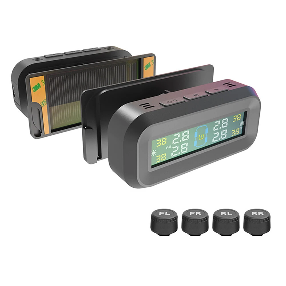 Smart TPMS Car Tire Pressure Alarm Monitor System 4 External Sensors Display Solar Intelligent Tyre Pressure Temperature Warning — image 1