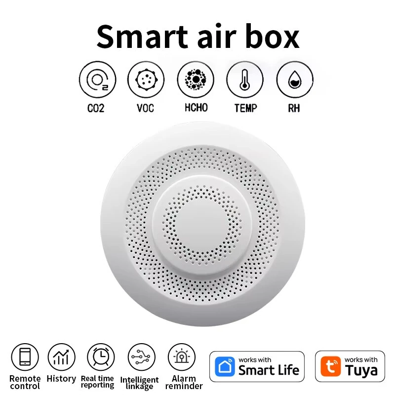 Smart Tuya Zigbe WIFI Airbox CO2 Formaldehyde VOC Detector Temperature Humidity Sensor App Control Smart Home Scene Linkage Work with Amazon Google Assistant — view 2