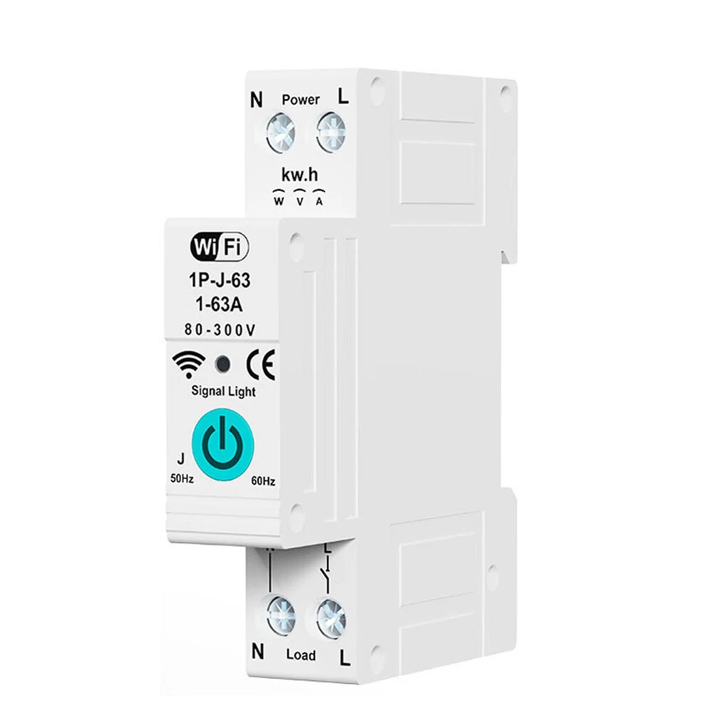 Smart WiFi Circuit Breaker with Remote Control Voice Activation Adjustable Over Current Protection Energy Metering Easy Installation for Efficient Home Power Management — image 1