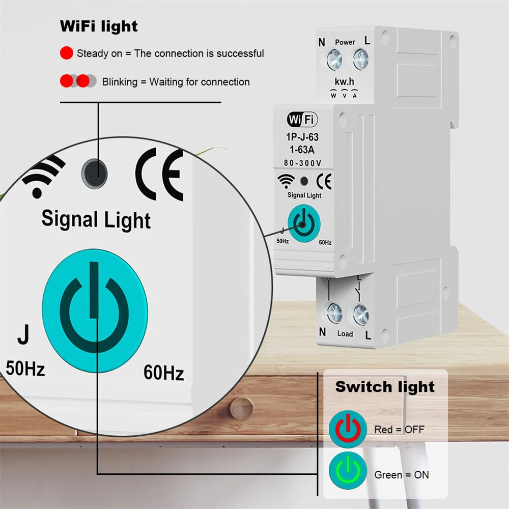 Smart WiFi Circuit Breaker with Remote Control Voice Activation Adjustable Over Current Protection Energy Metering Easy Installation for Efficient Home Power Management — view 5