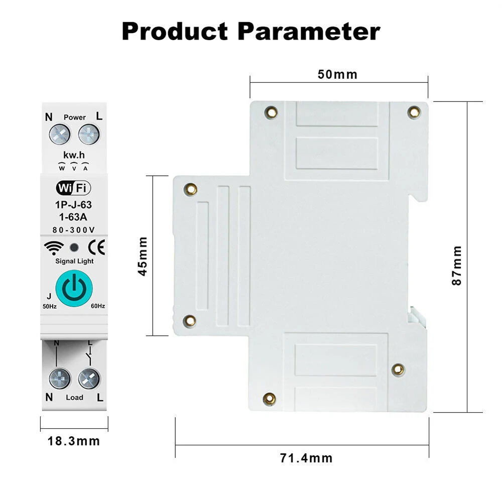 Smart WiFi Circuit Breaker with Remote Control Voice Activation Adjustable Over Current Protection Energy Metering Easy Installation for Efficient Home Power Management — view 9