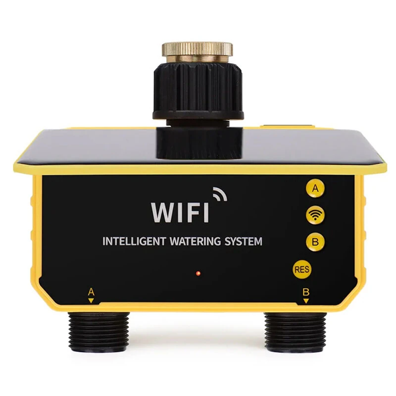 Smart WiFi Solar Irrigation Controller Dual Outlet Automatic Watering Timer Rain Sensor App Remote Control Garden Lawn Pool Sprinkler System 2CH IPX5 — image 1
